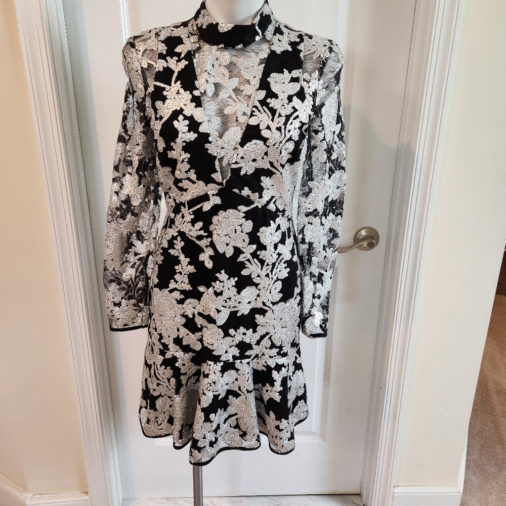 Adelyn Rae medium evening dress black with silver sequins